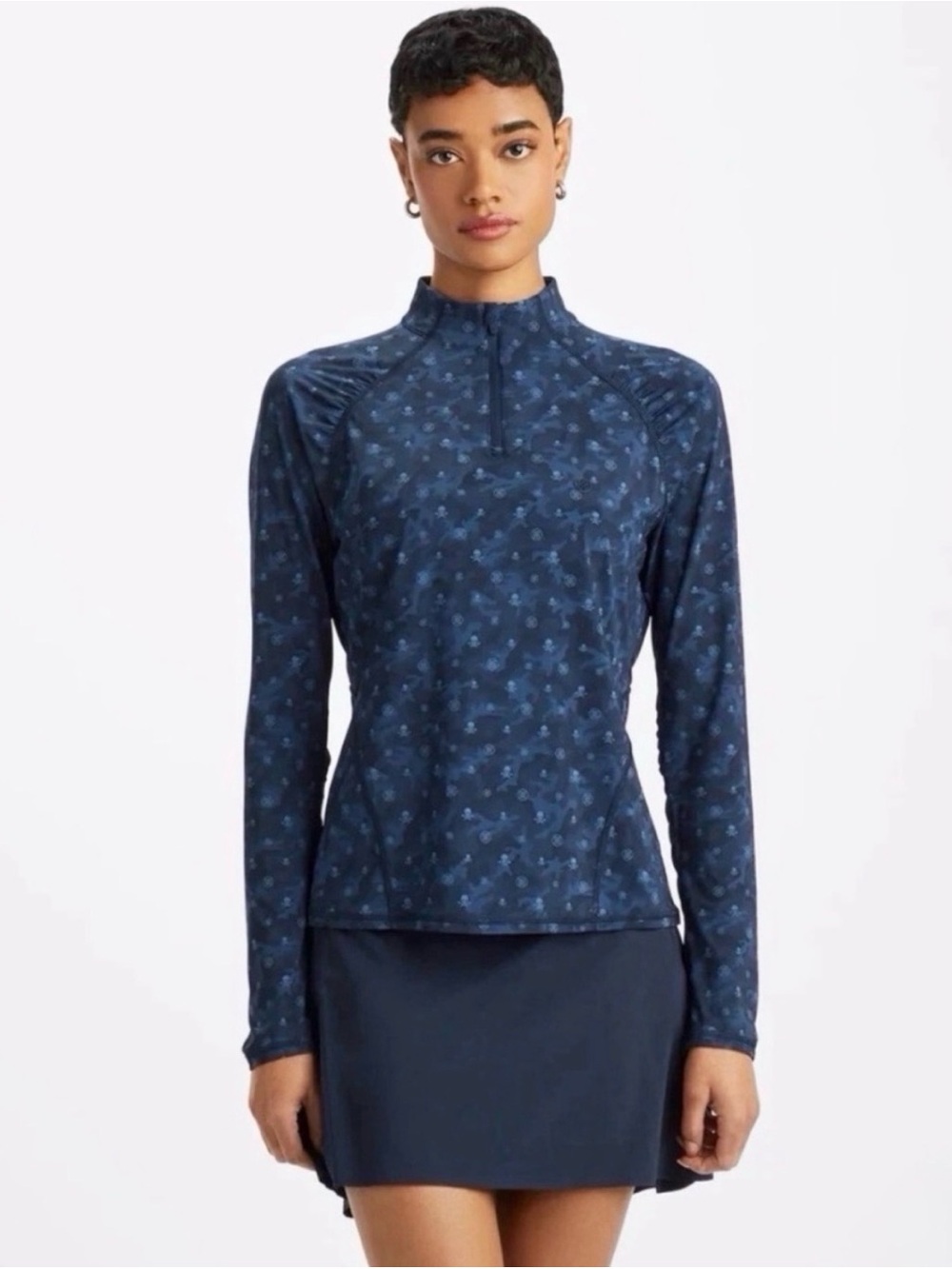 NWOT G/FORE Navy Blue Skull Camo Half-Zip Long-Sleeve Top
